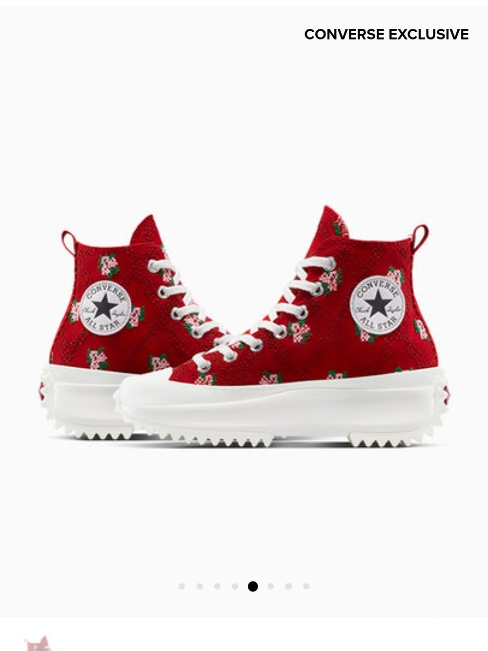 Converse Run Star Hike Platform Rose Cross Stitch, High Top Shoe.